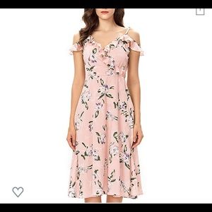 BNWT Pink Floral Faux Wrap Dress